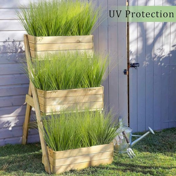 5PCS Fake Grass Filler Decor Artificial Grass Plants Outdoor Planters Artificial Tall Shrubs Wheat Grass Greenery Stems Faux UV Resistant Onion Grass For Outdoor Indoor Vase Pots Home Decor, Green - Image 3