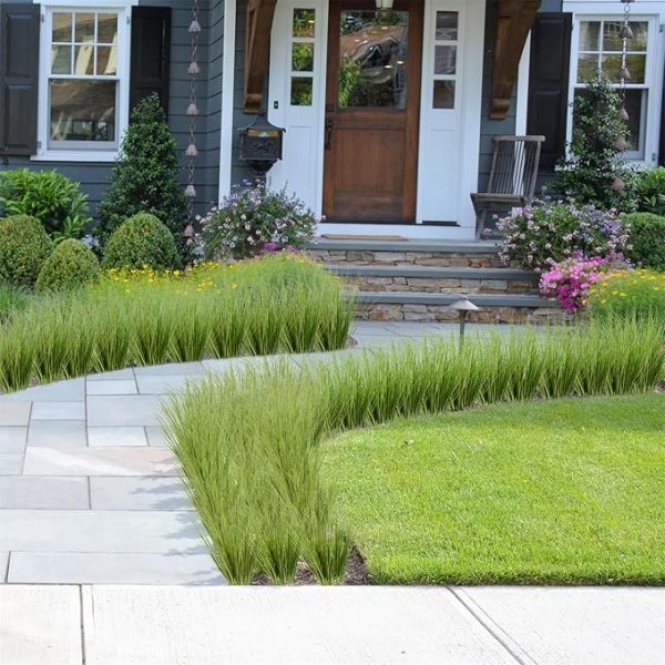 5PCS Fake Grass Filler Decor Artificial Grass Plants Outdoor Planters Artificial Tall Shrubs Wheat Grass Greenery Stems Faux UV Resistant Onion Grass For Outdoor Indoor Vase Pots Home Decor, Green - Image 4