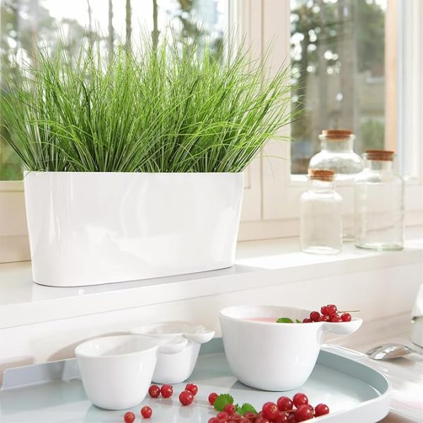 5PCS Fake Grass Filler Decor Artificial Grass Plants Outdoor Planters Artificial Tall Shrubs Wheat Grass Greenery Stems Faux UV Resistant Onion Grass For Outdoor Indoor Vase Pots Home Decor, Green - Image 5